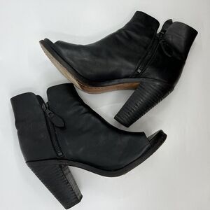 Rag & Bone 7 Black Noelle Peep-Toe Leather Ankle Bootie Heel Women‎ 37